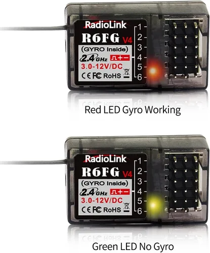 Vista 8 de Radiolink RC4GS V3 2.4G - Transmisor de radio RC de 5 canales y 2 receptores de giroscopio R6FG Combo de radio para camión oruga, coche, barco