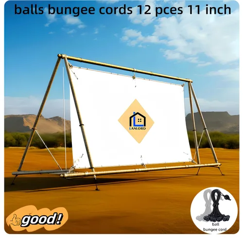 Vista 2 de Lanlord Cuerdas elásticas negras de 11 pulgadas con bolas, 12 cuerdas elásticas de bola, cuerdas elásticas de lona, 11 pulgadas, 12 piezas (bola)