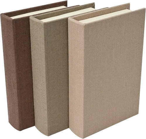 Vista 16 de DECOR4SEASON Juego de 3 cajas de libros de imitación decorativas de lino