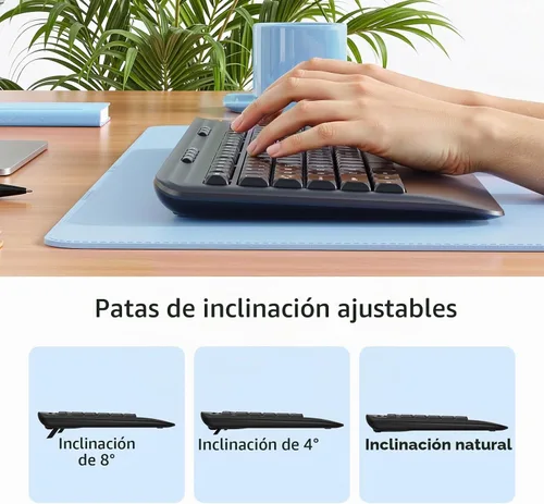 Vista 7 de KOPJIPPOM Silent Wireless Keyboard and Mouse Combo - Keyboard with Large Print Cover, 2.4GHz Full-Sized Ergonomic Keyboard with Wrist Rest and Mouse