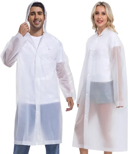 Vista 75 de 2 abrigos de lluvia de Borogo para adultos, chaquetas de lluvia reutilizables para hombres y mujeres