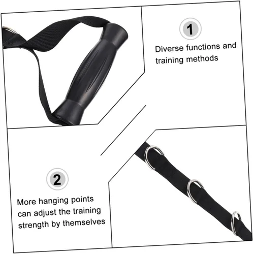 Vista 4 de Kisangel Bandas de resistencia de fitness resistentes, asas de tracción, cinta de tensión negra para equipos de fuerza y entrenamientos de bíceps, 2