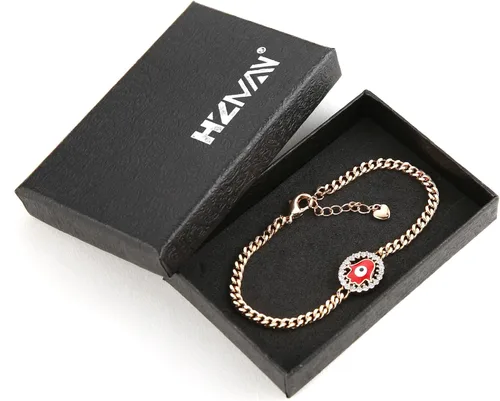 Vista 6 de HZMAN Pulsera de mano de Fátima chapada en oro rosa de 14 quilates para mujeres y niñas, pulsera de protección contra el mal de ojo Hamsa, pulsera