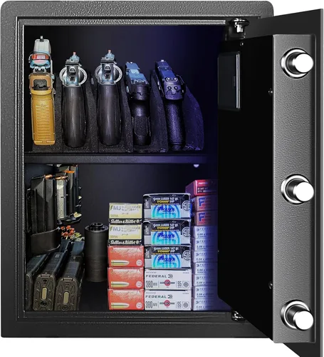 Vista 2 de Caja de seguridad biométrica para el hogar, caja de seguridad para pistola de huellas dactilares, caja de dinero para joyas, pistola de dinero