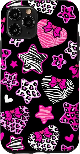 Vista 29 de Funda Bimbo Y2K para iPhone 16 McBling Estética Corazón Estrella Leopardo Zebra Rosa Y2K