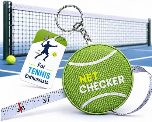 Vista 10 de Scoring Right Net Checker - Cinta métrica de altura de red para tenis y llavero