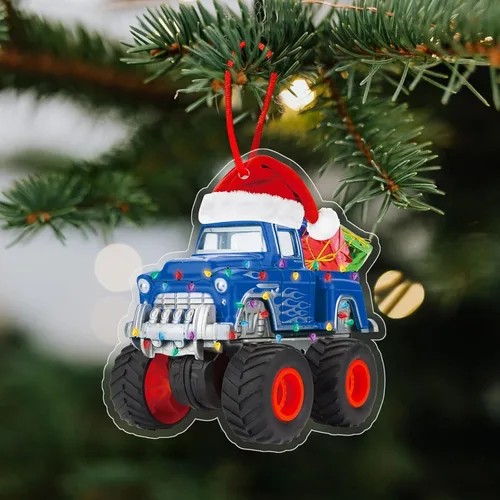 Vista 12 de FLYAB Adornos Personalizados de Avión de Navidad Acrílicos Adorno Colgante para Árbol de Navidad Adornos 2D de Transporte con Sombrero de Papá Noel