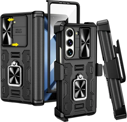 Vista 33 de VEGO - Funda para Galaxy Z Fold 4 con clip para cinturón y protector de pantalla 360°Ring Kickstand & Camera Cover, Hinge Protection Shockproof