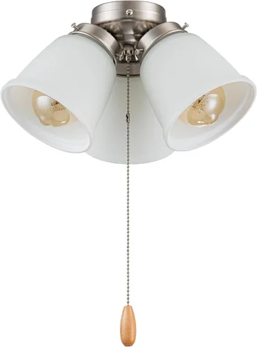 Vista 5 de Aspen Creative 22014-1, Kit de luces para ventilador de techo de tres luces con cadena de tracción, acabado de latón antiguo con pantallas de vidrio