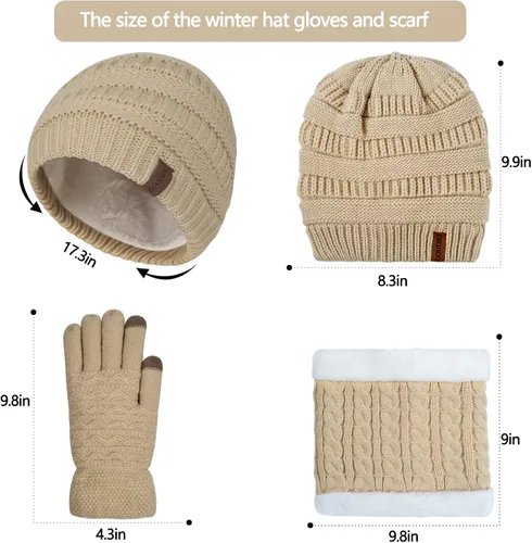 Vista 5 de Gorro de invierno de 3 piezas para mujer