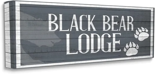 Vista 7 de Stupell Industries Black Bear Lodge - Placa de pared rústica con diseño de huellas, diseño de Kim Allen, 7 x 17 pulgadas, color gris Stupell