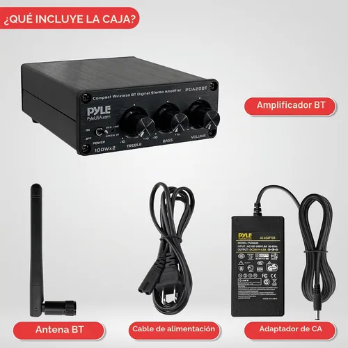 Vista 7 de Pyle Mini amplificador de audio Bluetooth HiFi - Receptor de amplificador estéreo de escritorio PC digital de clase D (2 x 100 vatios máximo)