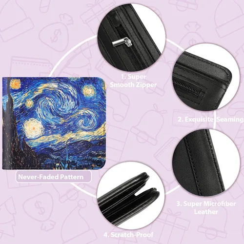Vista 65 de Cartera de cuero de dibujos animados para mujer, c-mármol azul, Lindo