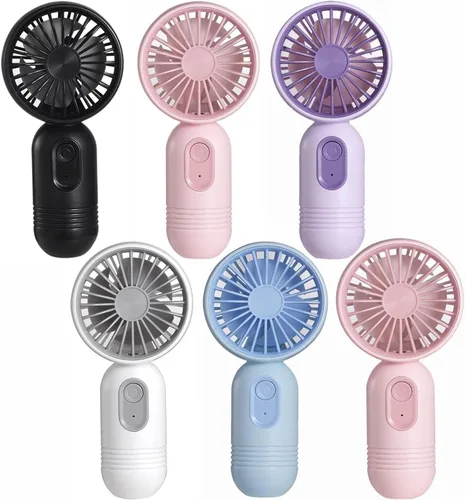 Vista 8 de VanSmaGo - Mini ventilador portátil de mano con 3 velocidades para viajes, ventilador de pestañas recargable por USB, funciona con pilas, negro