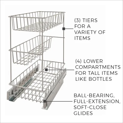Vista 7 de ClosetMaid - Cesta para gabinete de cocina de un solo nivel, alta calidad
