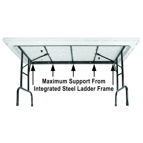 Vista 8 de Correll RA2448 24 serie R mesa plegable de acero inoxidable, altura ajustable para tareas comerciales, rectangular con 24 pulgadas de ancho y 48