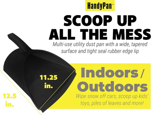 Vista 6 de HandyPan - Recogedor resistente, color negro, grande, fabricado en los Estados Unidos con borde de sellado apretado para mantener el polvo