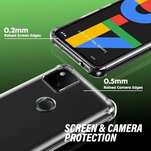 Vista 2 de Funda para teléfono Google Pixel 4A 4G, con 1 protector de pantalla, TPU a prueba de golpes de silicona a prueba de golpes para Google Pixel 4A 4G