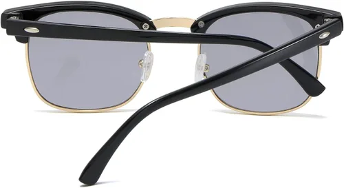 Vista 5 de Gafas de sol retro semi sin montura con medio marco UV400 para hombres y mujeres