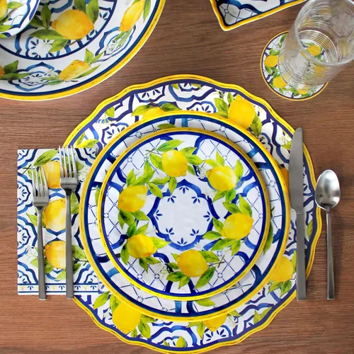 Vista 3 de Le Cadeaux Plato de ensalada de melamina de 9 pulgadas, juego de 4, Palermo