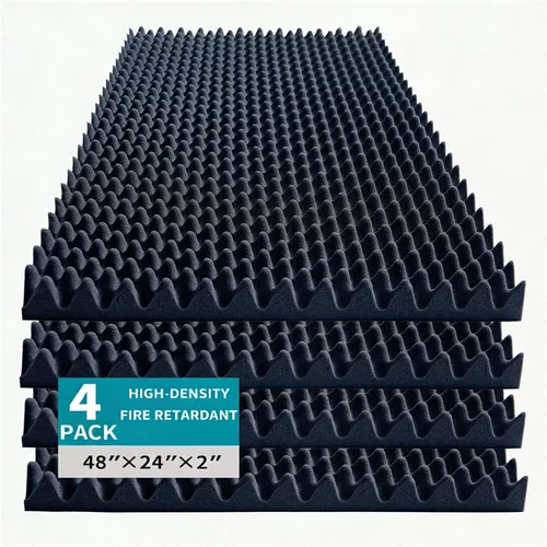 Vista 9 de Paneles de espuma amortiguadores de sonido, 1 paquete de espuma de alta densidad de 48 x 24 x 2 pulgadas, paneles de pared acústicos para reducción