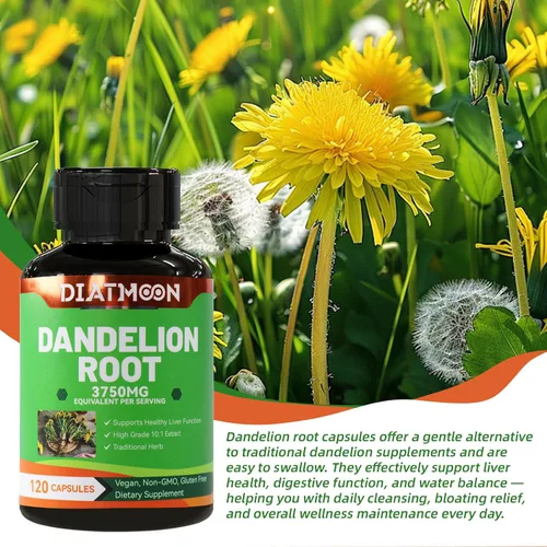 Vista 4 de Suplemento de raíz de diente de león 3750 mg, 100% vegetariano, sin OMG, sin gluten, 120 cápsulas, suministro para 4 meses