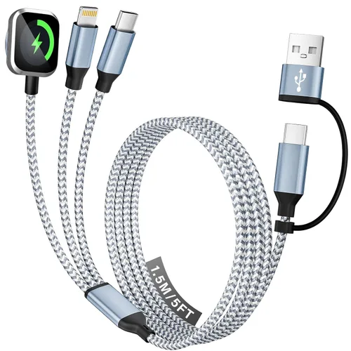 Vista 27 de Cruise Essentials Cable de Carga 4 en 2 para Cargador Apple iWatch/iPhone 17/Lightning/Micro, Cable Cord de Carga Múltiple de Viaje Compatible