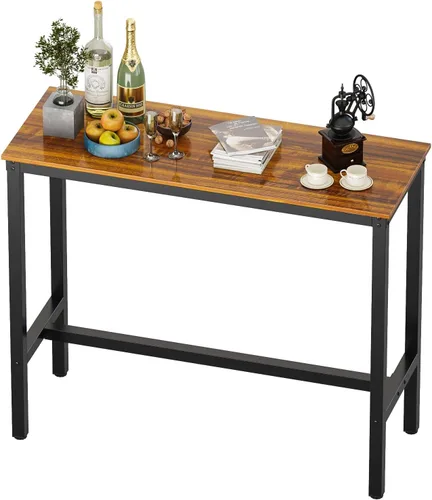 Vista 13 de Teraves Mesa de bar, mesa de bar con altura de barra, mesa de altura de mostrador con marco de metal resistente, mesa rectangular alta para cocina