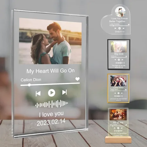 Vista 8 de Placa de canción acrílica personalizada, cubierta de álbum de fotos personalizada, código QR, regalos personalizados para niños, niñas, amigos, día
