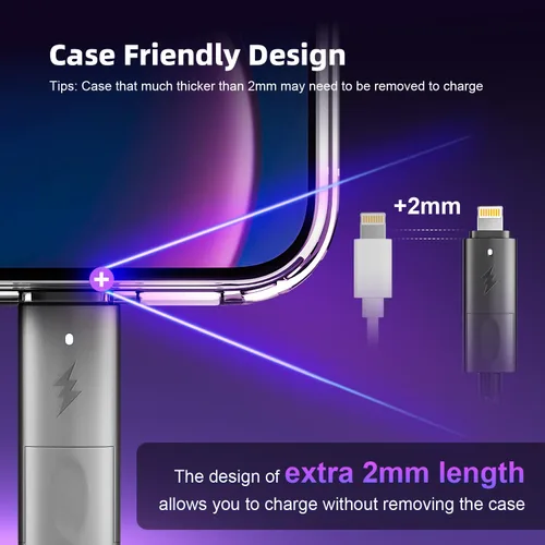 Vista 5 de Cable de carga de 240W 4 en 1, cable de carga rápida USB C a Lightning, cable trenzado USB a USB C, cable de carga múltiple esencial para viajes