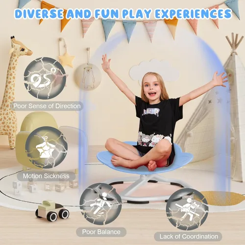 Vista 7 de Qusases Sillas Giratorias Sensoriales para Niños, Silla Giratoria para Niños Autistas, Juguetes Sensoriales de Sentarse y Girar, Entrenamiento