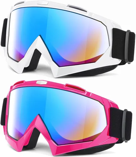 Vista 12 de MAMBAOUT Gafas de motocross para adultos, paquete de 2 gafas de motocicleta ATV para hombres y mujeres, gafas de visión amplia para montar fuera