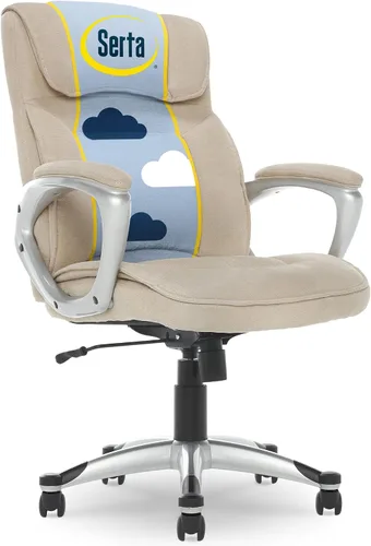 Vista 22 de Serta® Hannah Silla ejecutiva para oficina en casa, ergonómica de respaldo medio con soporte lumbar, cojín de asiento firme, almohadas corporales
