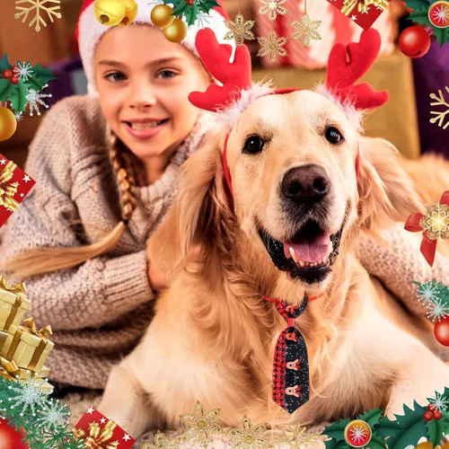 Vista 4 de Eccliy 120 piezas de pajarita de perro de Navidad a granel, decoración de Bonito estilo.