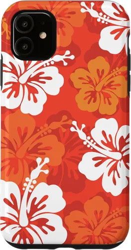 Vista 8 de Carcasa para iPhone 17 con diseño de flores hawaianas tropicales de hibisco naranja Y2K