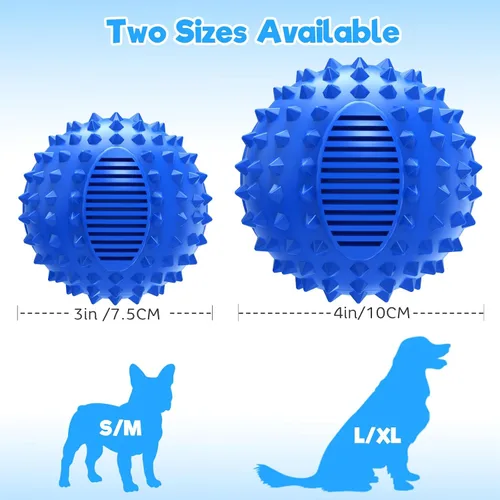 Vista 6 de petizer Bolas para Perros con Pispito de 3" para Masticadores Agresivos, Bola Estimula Mordida Duradera e Interactiva con Picos, Juguete