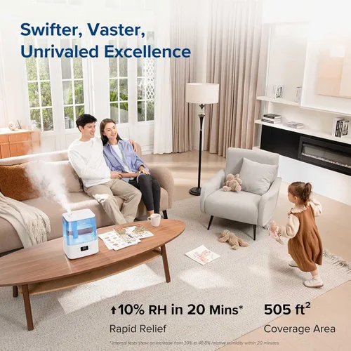 Vista 3 de LEVOIT Classic300S Humidificador ultrasónico inteligente de llenado superior, tanque extra grande de 6 litros para toda la familia, aplicación