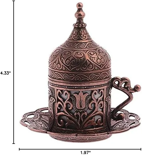 Vista 9 de Alisveristime Lale - Taza y platillo de café turco (cobre antiguo)