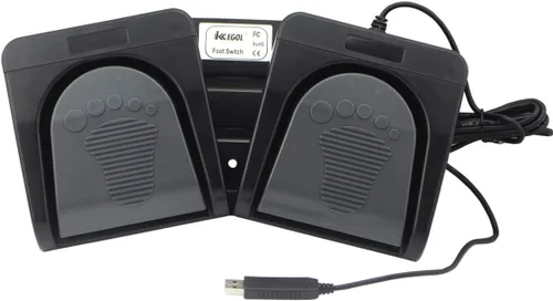 Vista 2 de iKKEGOL Conjunto de pedal doble USB actualizado Control de interruptor de 2 pies Programa de interruptor de pie de botón de 2 teclas Videojuego
