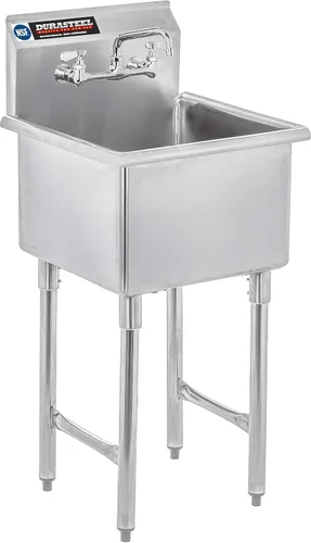 Vista 9 de DuraSteel Fregadero utilitario comercial de acero inoxidable 304 – Fregadero de cocina de preparación independiente con tina de 15 pulgadas