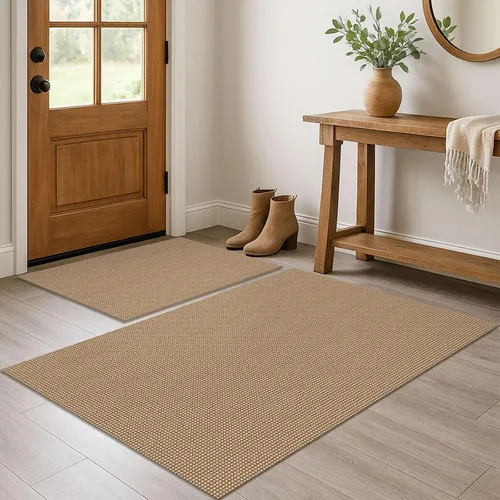 Vista 91 de EARTHALL Alfombra tejida de 2 x 3 pies, lavable para entrada, alfombra trenzada antideslizante, alfombra para puerta interior y exterior, alfombra