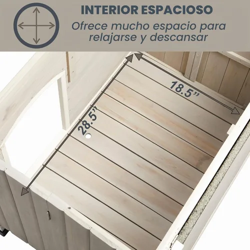 Vista 4 de MidWest Homes for Pets Eilio - Casa plegable de madera para perros, no requiere herramientas para el montaje, casa para perros ideal para razas