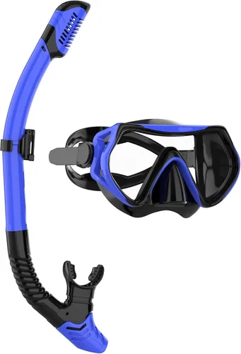 Vista 15 de Equipo de esnórquel para adultos, juego de máscara de esnórquel JRing con vidrio templado de 180 grados, gafas antivaho para buceo, esnórquel