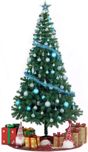 Vista 2 de Ogrmar Juego de adornos de bola de árbol de Navidad de 119 quilates, formas y tamaños surtidos, decoración colgante inastillable con paquete de Azul