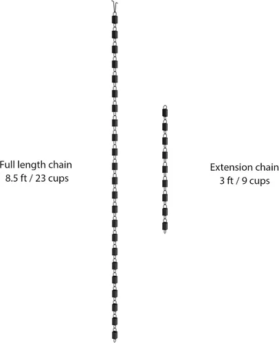 Vista 3 de Rain Chains Direct Extensión de cadena de lluvia de eslabones cuadrados, 3 pies de largo, aluminio, recubierto con polvo negro, reemplazo funcional