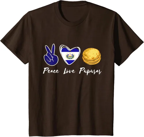 Vista 52 de Pupusas Lover Love Peace El Salvadaor Camiseta Comida Salvadoreña