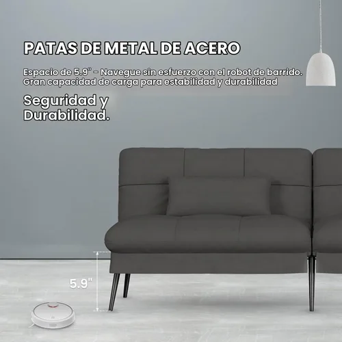Vista 8 de COMHOMA Sofá cama futón, sofá cama convertible de 72 ″, sofá biplaza Negro