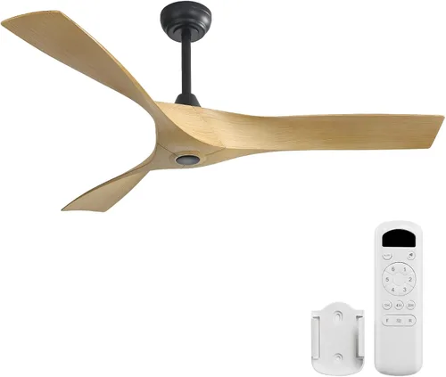 Vista 10 de Sofucor Ventilador de techo de 52 pulgadas sin luz, moderno ventilador de techo de hélice con 3 aspas ABS, motor de CC silencioso, 6 velocidades