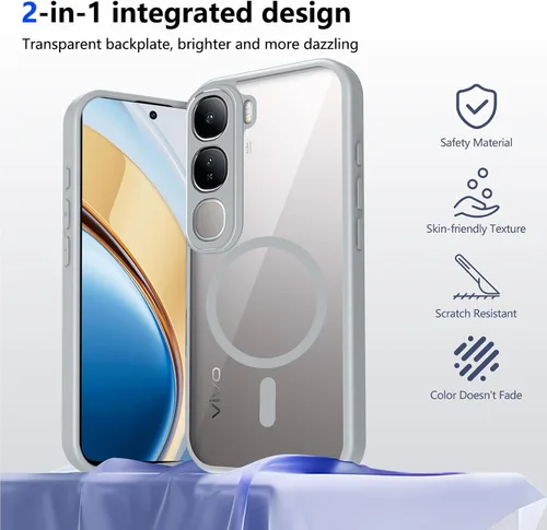 Vista 680 de Funda magnética transparente compatible con Xiaomi 17T, color negro 2 en 1 PC + TPU cubierta de teléfono a prueba de golpes, carcasa protectora