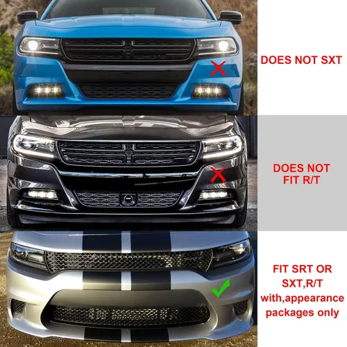 Vista 4 de ECOTRIC Conjunto de Parrilla Delantera Inferior Compatible con Dodge Charger SRT Scat Pack Daytona 2015-2023 Protector de Parrilla de Malla